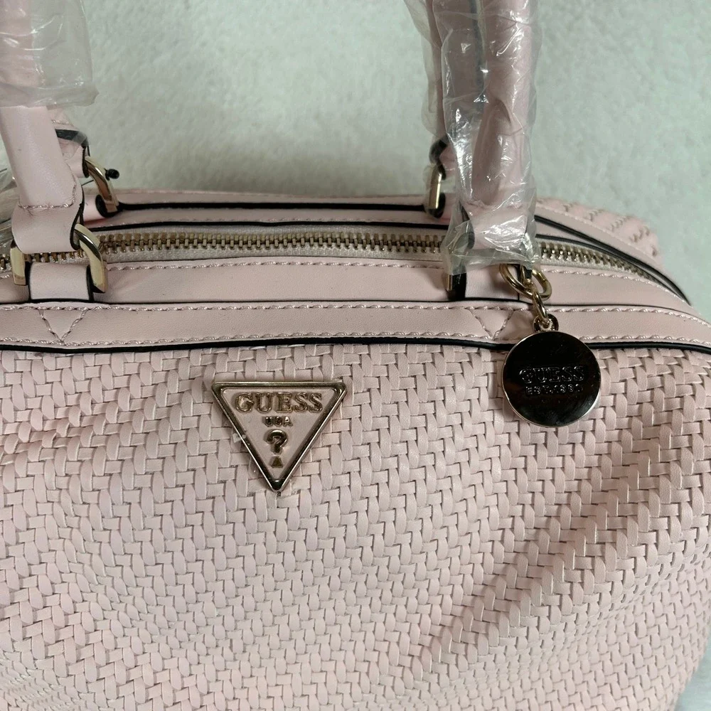 Guess Los Angeles Pink Woven Satchel Bag and Matching Wallet Set NEW